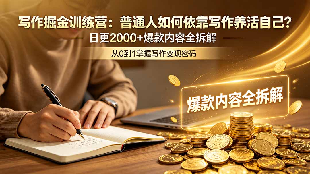 (18901期)写作掘金训练营:普通人如何依靠写作养活自己?日更2000+爆款内容全拆解网创吧-网创项目资源站-副业项目-创业项目-搞钱项目网创吧