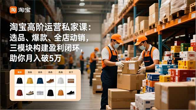(16865期)淘宝高阶运营私家课:选品、爆款、全店动销,三模块构建盈利闭环,助你月入破5万网创吧-网创项目资源站-副业项目-创业项目-搞钱项目网创吧