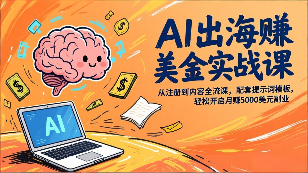 (17298期)AI出海赚美金实战课,从注册到内容全流程,配套提示词模板,轻松开启月赚5000美元副业网创吧-网创项目资源站-副业项目-创业项目-搞钱项目网创吧
