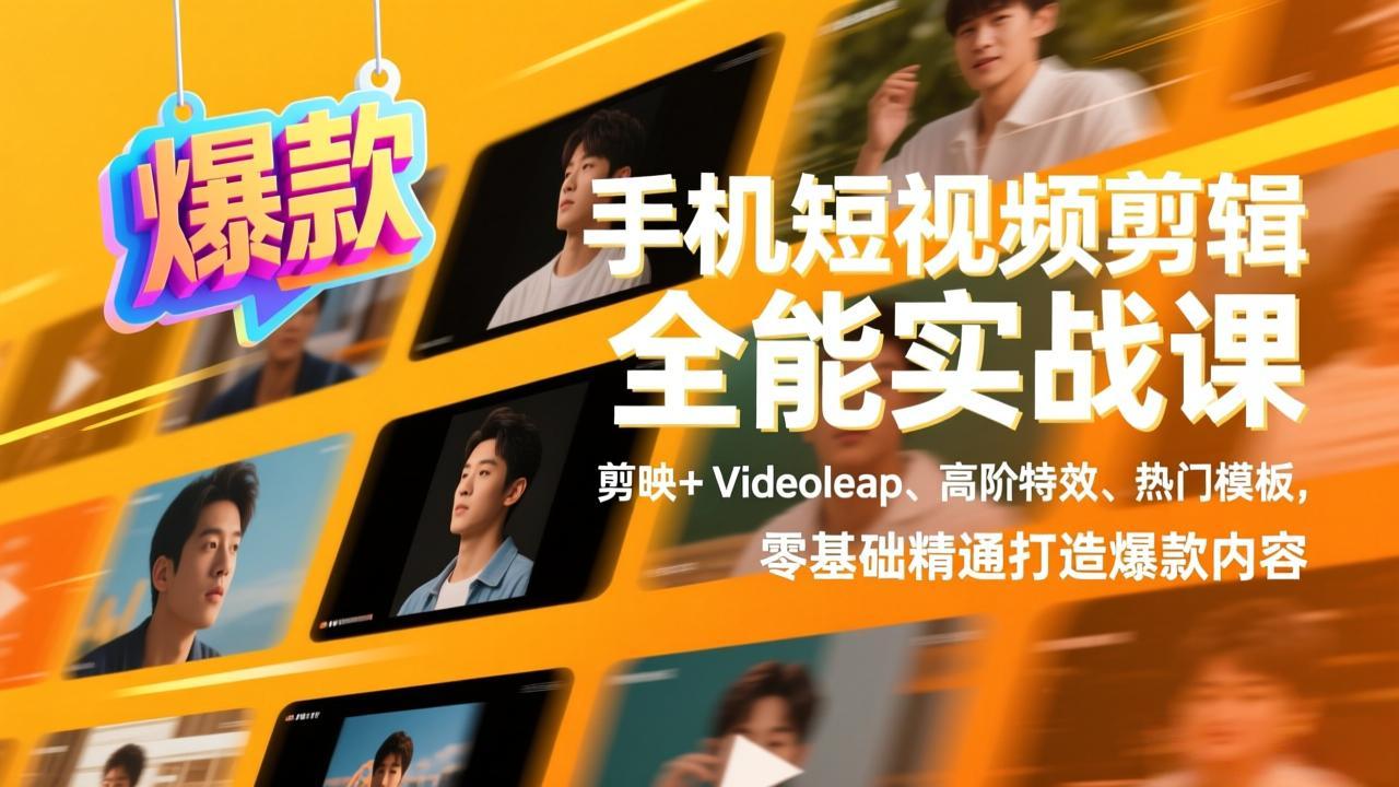 (17347期)手机短视频剪辑全能实战课,剪映+Videoleap、高阶特效、热门模板,零基础精通打造爆款内容网创吧-网创项目资源站-副业项目-创业项目-搞钱项目网创吧