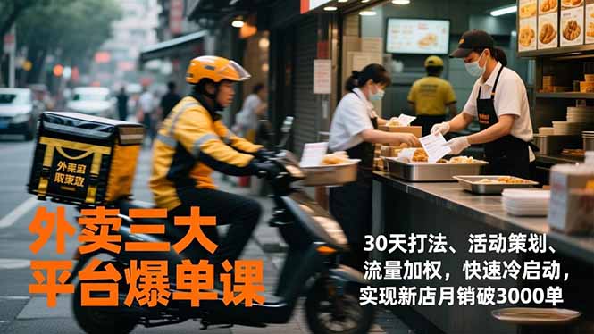 （17019期）外卖三大平台爆单课，30天打法、活动策划、流量加权，快速冷启动，实现新店月销破3000单网创吧-网创项目资源站-副业项目-创业项目-搞钱项目网创吧