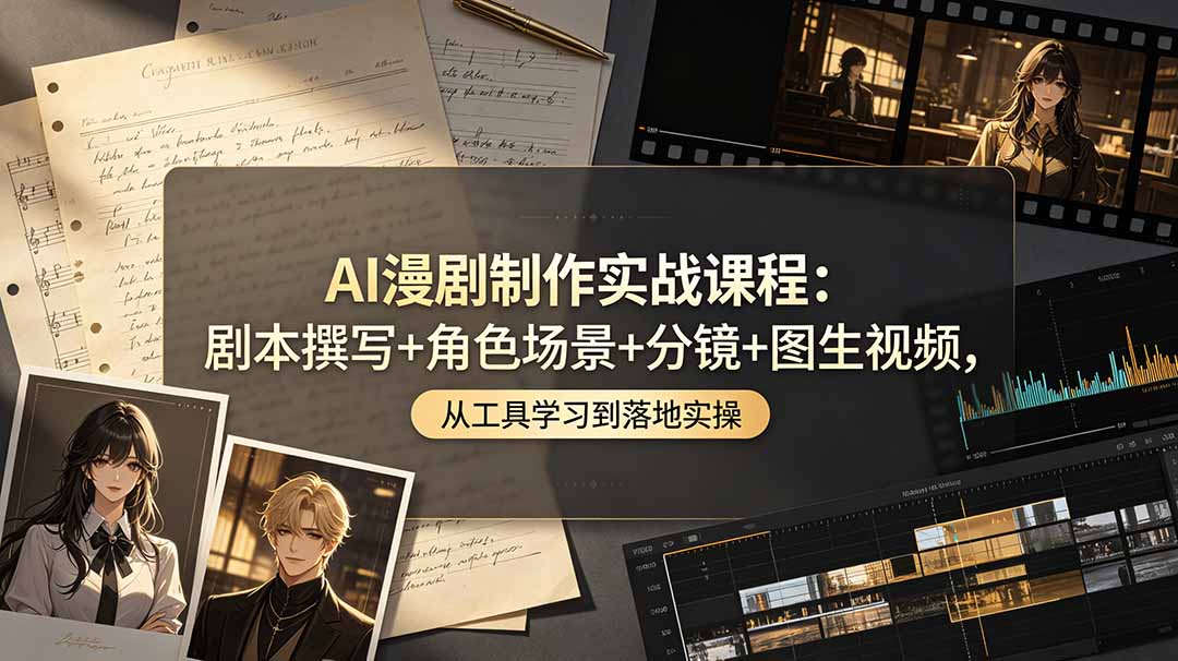 (19020期)AI漫剧制作实战课程:剧本撰写+角色场景+分镜+图生视频,从工具学习到落地实操网创吧-网创项目资源站-副业项目-创业项目-搞钱项目网创吧