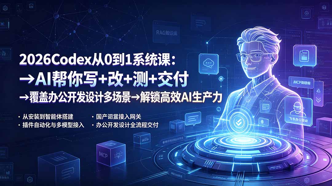 (19461期)2026Codex从0到1系统课:→AI帮你写+改+测+交付→覆盖办公开发设计多场景→解锁高效AI生产力网创吧-网创项目资源站-副业项目-创业项目-搞钱项目网创吧