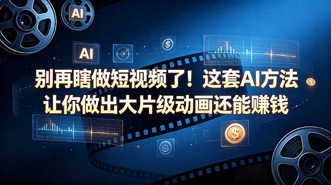 (18549期)别再瞎做短视频了!这套 AI 方法让你做出大片级动画还能赚钱【原创双语字幕】网创吧-网创项目资源站-副业项目-创业项目-搞钱项目网创吧