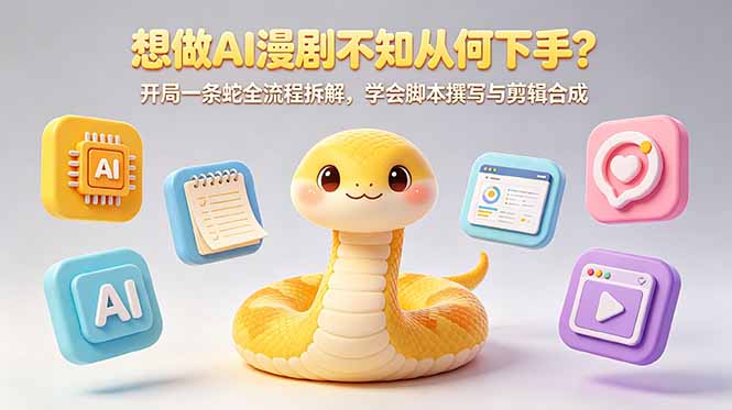 (18550期)想做AI漫剧不知从何下手?开局一条蛇全流程拆解,学会脚本撰写与剪辑合成网创吧-网创项目资源站-副业项目-创业项目-搞钱项目网创吧