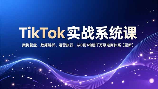 （16918期）TikTok实战系统课，案例复盘、数据解析、运营执行，从0到1构建千万级电商体系（更新）网创吧-网创项目资源站-副业项目-创业项目-搞钱项目网创吧