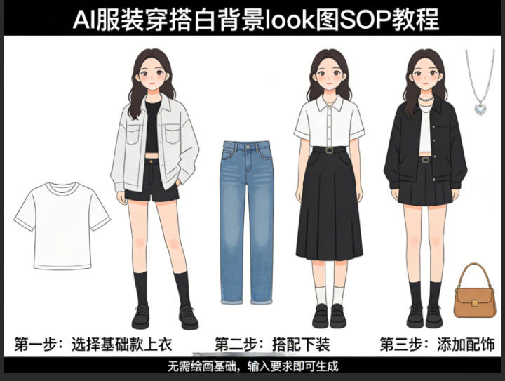 AI服装穿搭白背景look图SOP教程,不用会画画,提几句具体要求,AI就能还你一个奇迹网创吧-网创项目资源站-副业项目-创业项目-搞钱项目网创吧