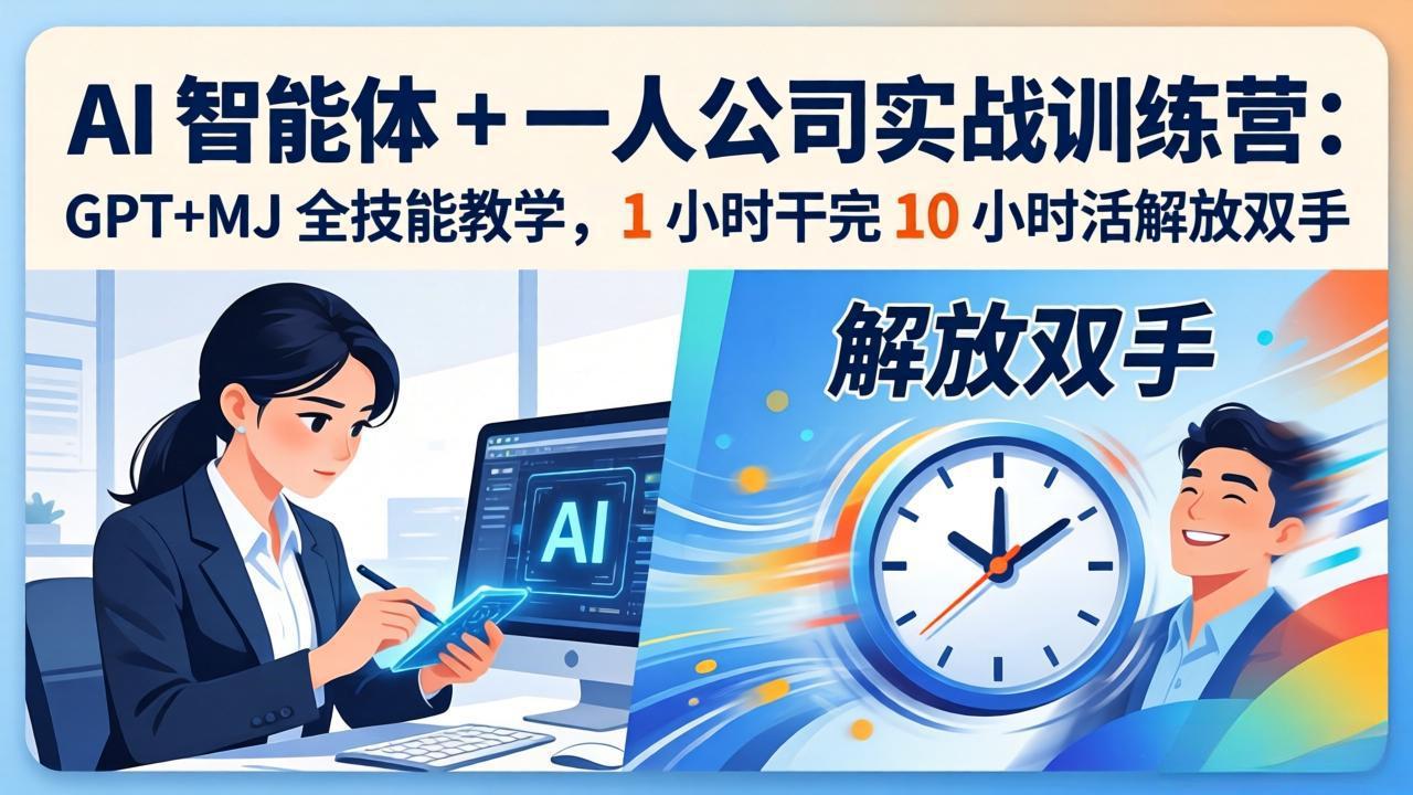 (17834期)AI 智能体 + 一人公司实战训练营:GPT+MJ 全技能教学,1 小时干完 10 小时活解放双手网创吧-网创项目资源站-副业项目-创业项目-搞钱项目网创吧