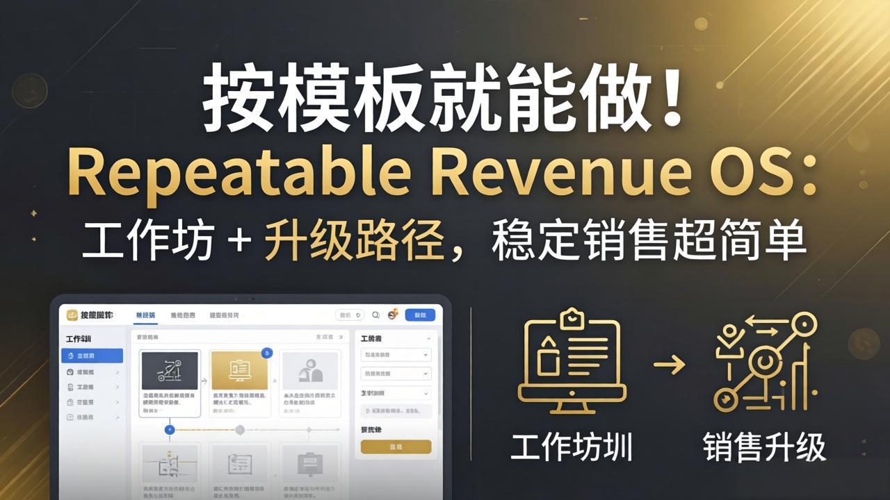 (18085期)按模板就能做!Repeatable Revenue OS:工作坊 + 升级路径,稳定销售超简单网创吧-网创项目资源站-副业项目-创业项目-搞钱项目网创吧