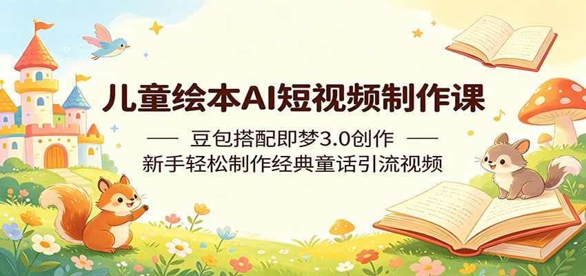 儿童绘本AI短视频制作课：豆包搭配即梦3.0创作，新手轻松制作经典童话引流视频网创吧-网创项目资源站-副业项目-创业项目-搞钱项目网创吧