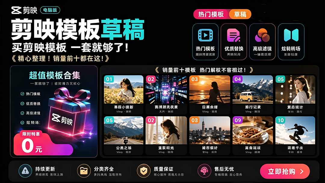(19408期)1500+套剪映模板素材,超级超级无敌剪映剪辑模板合集包!附带预览图,全免费,撑爆你的网盘内存网创吧-网创项目资源站-副业项目-创业项目-搞钱项目网创吧