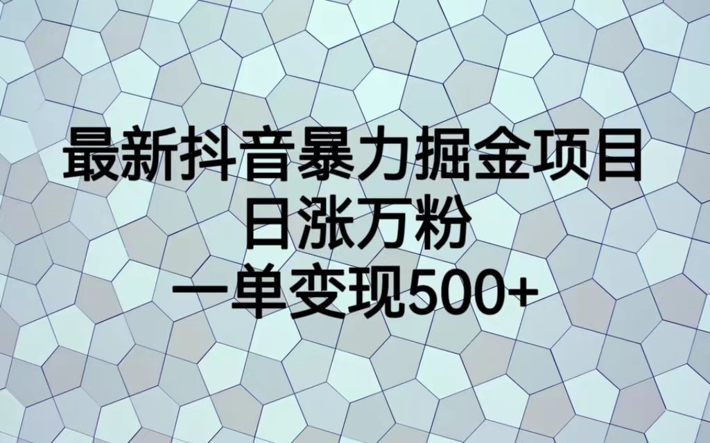 最新抖音暴力掘金项目,日涨万粉,一单变现500+网创吧-网创项目资源站-副业项目-创业项目-搞钱项目网创吧