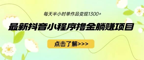 最新抖音小程序撸金躺赚项目,一部手机每天半小时,单个作品变现1300+【揭秘】网创吧-网创项目资源站-副业项目-创业项目-搞钱项目网创吧