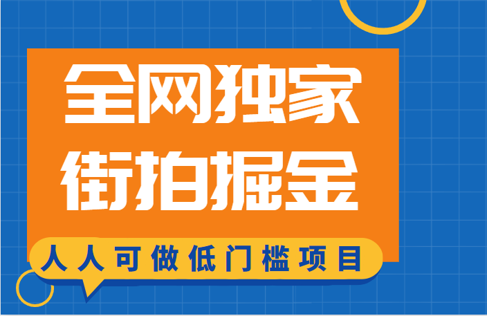 全网独家一街拍掘金,低门槛人人可做的赚钱项目网创吧-网创项目资源站-副业项目-创业项目-搞钱项目网创吧