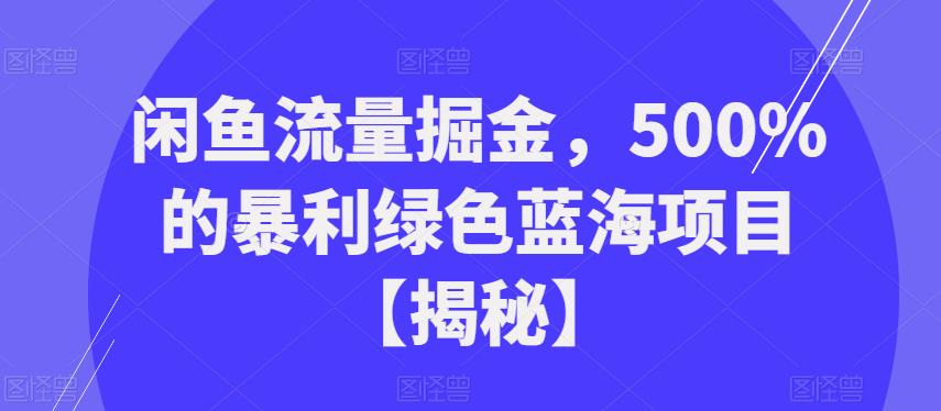 闲鱼流量掘金,500%的暴利绿色蓝海项目【揭秘】网创吧-网创项目资源站-副业项目-创业项目-搞钱项目网创吧