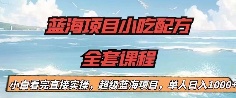 蓝海项目小吃配方全套课程,小白看完直接实操,单人日入1000+【揭秘】网创吧-网创项目资源站-副业项目-创业项目-搞钱项目网创吧
