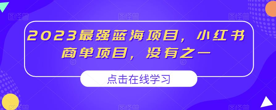2023最强蓝海项目,小红书商单项目,没有之一【揭秘】网创吧-网创项目资源站-副业项目-创业项目-搞钱项目网创吧