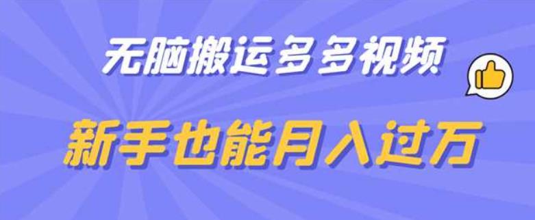 无脑搬运多多视频,新手也能月入过万【揭秘】网创吧-网创项目资源站-副业项目-创业项目-搞钱项目网创吧