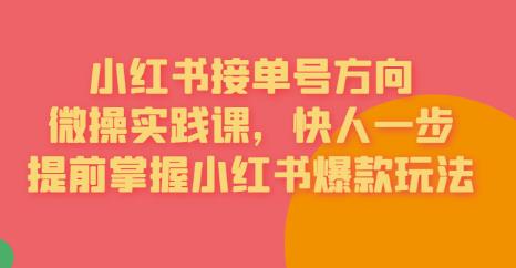 接单号方向·小红书微操实践课，快人一步，提前掌握小红书爆款玩法网创吧-网创项目资源站-副业项目-创业项目-搞钱项目网创吧