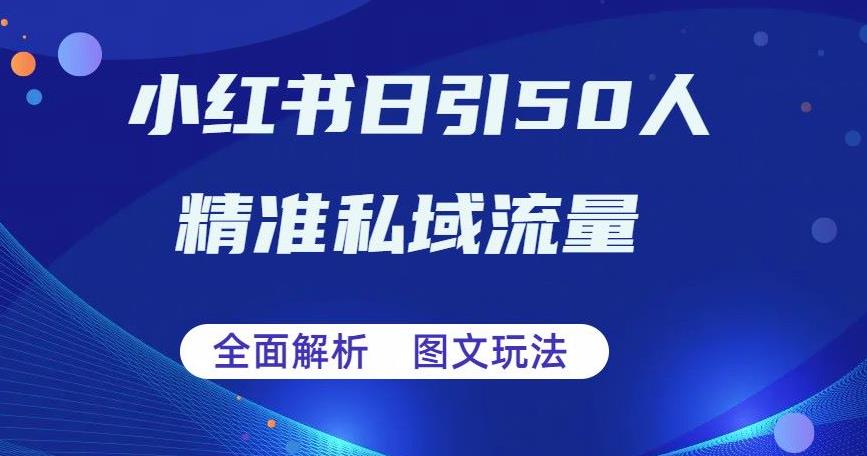 全面解析小红书图文引流日引50私域流量【揭秘】网创吧-网创项目资源站-副业项目-创业项目-搞钱项目网创吧