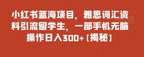 小红书蓝海项目,雅思词汇资料引流留学生,一部手机无脑操作日入300+【揭秘】网创吧-网创项目资源站-副业项目-创业项目-搞钱项目网创吧