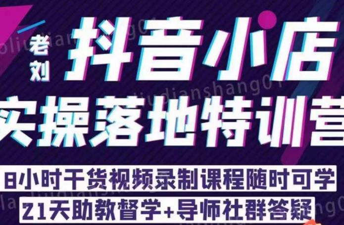 老刘·抖店商品卡流量,抖音小店实操落地特训营,8小时干货视频录制课程随时可学网创吧-网创项目资源站-副业项目-创业项目-搞钱项目网创吧