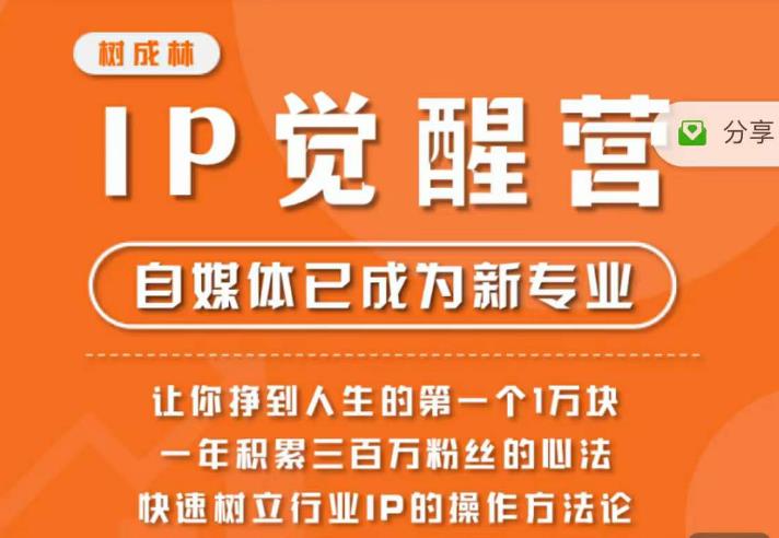 树成林·IP觉醒营,快速树立行业IP的操作方法论,让你赚到人生的第一个1万块(更新)网创吧-网创项目资源站-副业项目-创业项目-搞钱项目网创吧
