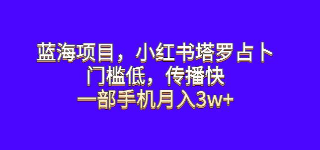 蓝海项目,小红书塔罗占卜,门槛低,传播快,一部手机月入3w+【揭秘】网创吧-网创项目资源站-副业项目-创业项目-搞钱项目网创吧
