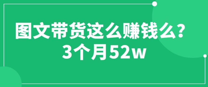 图文带货这么赚钱么? 3个月52W 图文带货运营加强课【揭秘】网创吧-网创项目资源站-副业项目-创业项目-搞钱项目网创吧