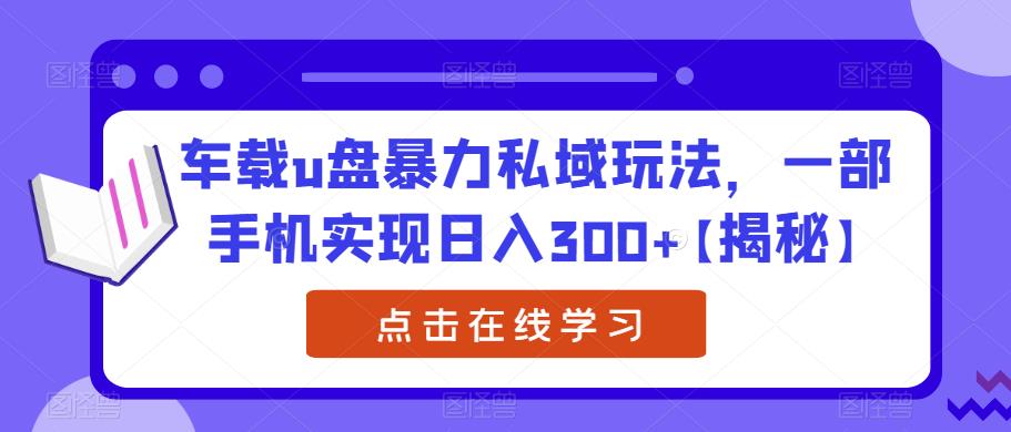 车载u盘暴力私域玩法,一部手机实现日入300+【揭秘】网创吧-网创项目资源站-副业项目-创业项目-搞钱项目网创吧
