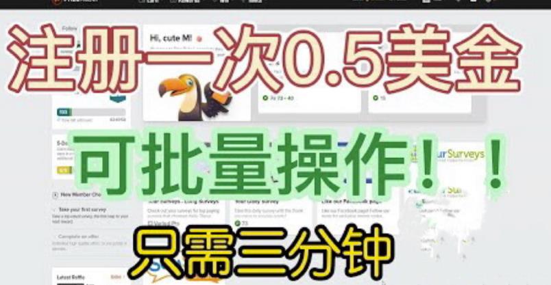 国外项目注册一次0.5美金,只需三分钟无脑操作,可批量同时放大操作,小白工作室福利【揭秘】网创吧-网创项目资源站-副业项目-创业项目-搞钱项目网创吧