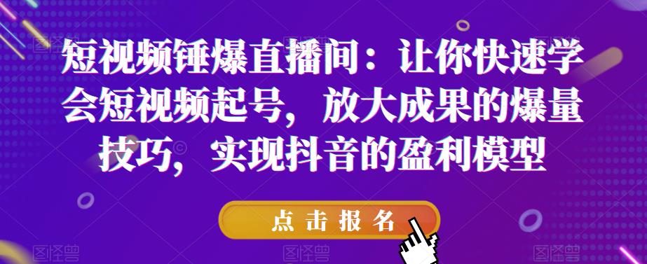 短视频锤爆直播间:让你快速学会短视频起号,放大成果的爆量技巧,实现抖音的盈利模型网创吧-网创项目资源站-副业项目-创业项目-搞钱项目网创吧