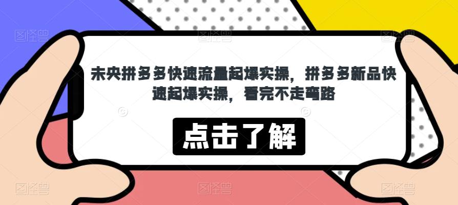 未央拼多多快速流量起爆实操,拼多多新品快速起爆实操,看完不走弯路网创吧-网创项目资源站-副业项目-创业项目-搞钱项目网创吧