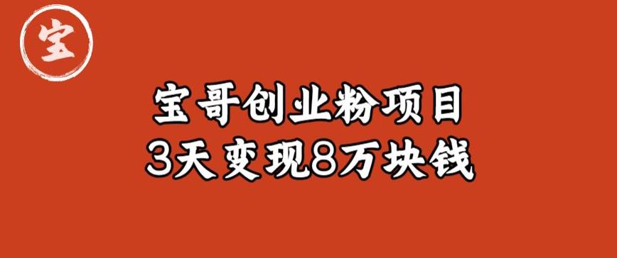 宝哥IP图文创业粉引流项目实战分享:单个账号3天涨粉1万,变现8万块钱(图文教程)【揭秘】网创吧-网创项目资源站-副业项目-创业项目-搞钱项目网创吧