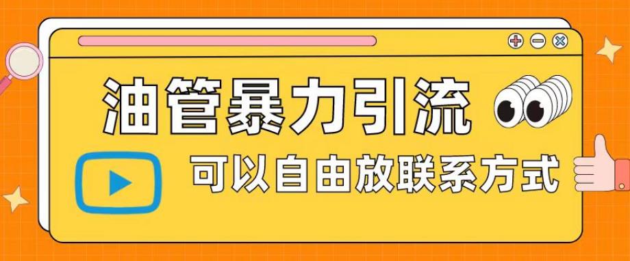 油管暴力引流，可以自由放联系方式【揭秘】网创吧-网创项目资源站-副业项目-创业项目-搞钱项目网创吧