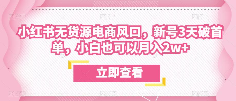 众狼电商余文小红书无货源电商风口,新号3天破首单,小白也可以月入2w+网创吧-网创项目资源站-副业项目-创业项目-搞钱项目网创吧