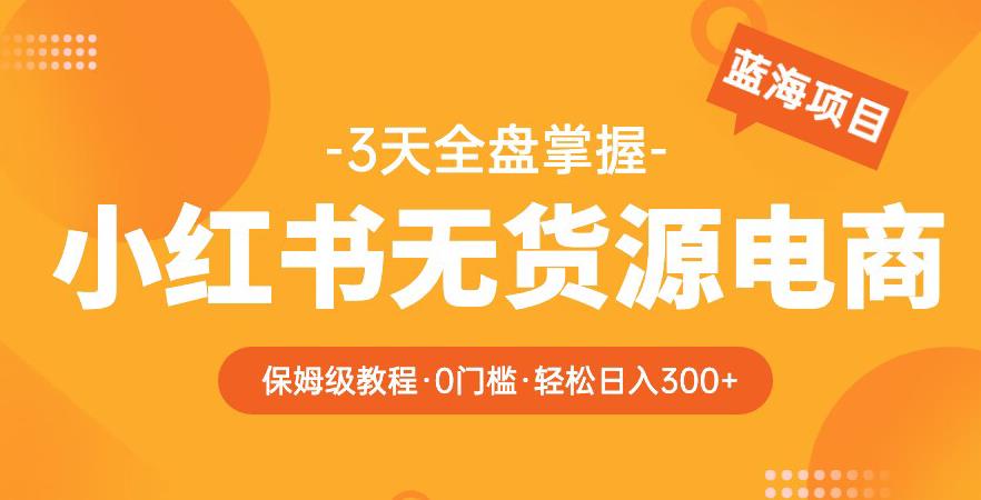 2023【阿本小红书无货源电商训练营】保姆级教程,从0到1,3天全盘掌握,轻松日入300+网创吧-网创项目资源站-副业项目-创业项目-搞钱项目网创吧
