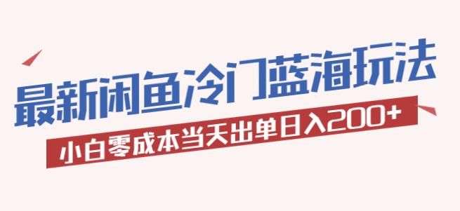 2023最新闲鱼冷门蓝海玩法,小白零成本当天出单日入200+【揭秘】网创吧-网创项目资源站-副业项目-创业项目-搞钱项目网创吧