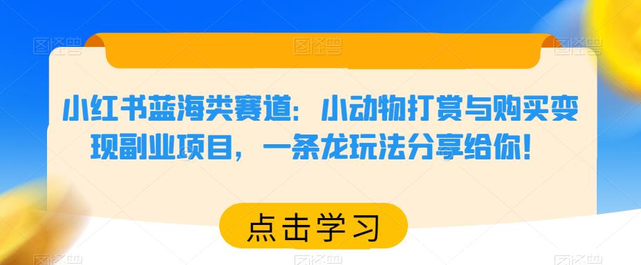小红书蓝海类赛道:小动物打赏与购买变现副业项目,一条龙玩法分享给你!网创吧-网创项目资源站-副业项目-创业项目-搞钱项目网创吧