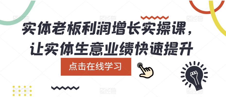实体老板利润增长实操课，让实体生意业绩快速提升网创吧-网创项目资源站-副业项目-创业项目-搞钱项目网创吧