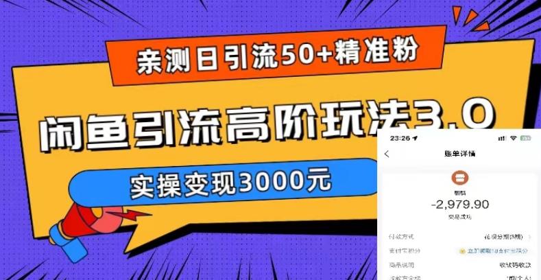 亲测日引50+精准粉,闲鱼引流高阶玩法3.0,实操变现3000元【揭秘】网创吧-网创项目资源站-副业项目-创业项目-搞钱项目网创吧