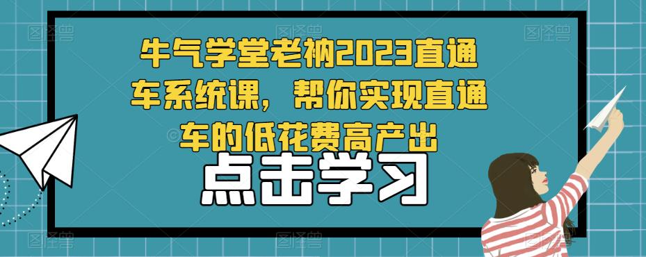 牛气学堂老衲2023直通车系统课,帮你实现直通车的低花费高产出网创吧-网创项目资源站-副业项目-创业项目-搞钱项目网创吧