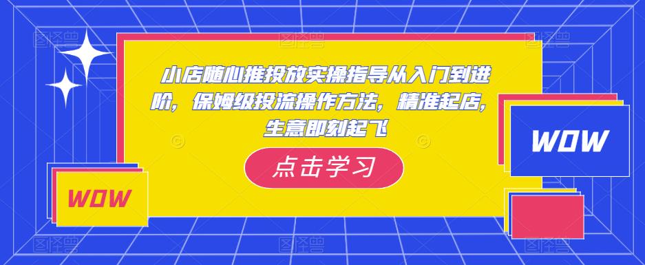 小店随心推投放实操指导从入门到进阶,保姆级投流操作方法,精准起店,生意即刻起飞网创吧-网创项目资源站-副业项目-创业项目-搞钱项目网创吧