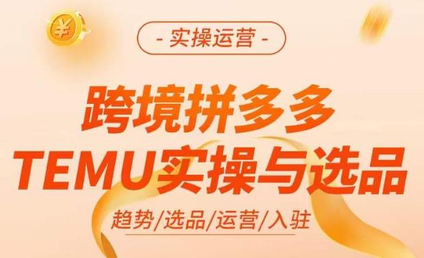 跨境拼多多TEMU实操与选品,掌握平台运营方法技巧,选品避坑12条标准,爆款的底层思路等网创吧-网创项目资源站-副业项目-创业项目-搞钱项目网创吧