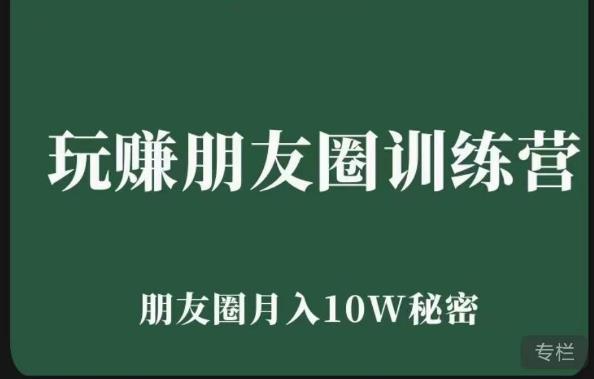 玩赚朋友圈系统课,朋友圈月入10W的秘密,7天系统图文课程网创吧-网创项目资源站-副业项目-创业项目-搞钱项目网创吧