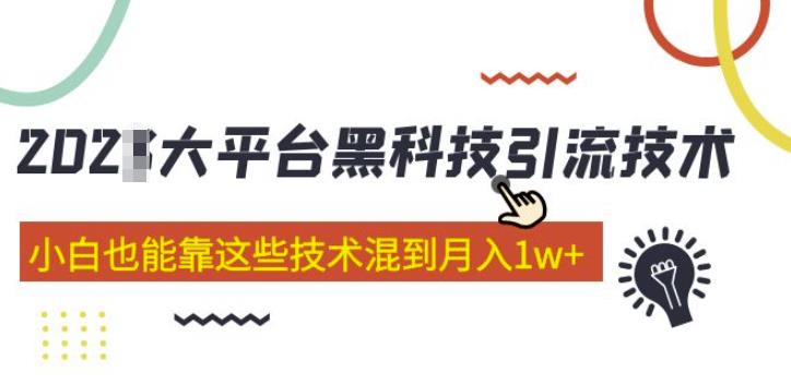 大平台黑科技引流技术,小白也能靠这些技术混到月入1w+(2022年的课程)网创吧-网创项目资源站-副业项目-创业项目-搞钱项目网创吧