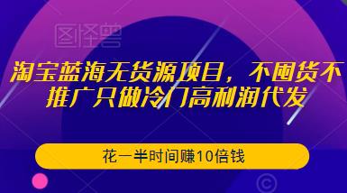 淘宝蓝海无货源项目,不囤货不推广只做冷门高利润代发,花一半时间赚10倍钱网创吧-网创项目资源站-副业项目-创业项目-搞钱项目网创吧