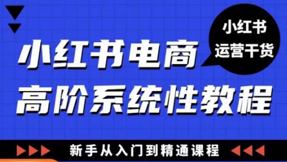小红书电商高阶系统教程，新手从入门到精通系统课网创吧-网创项目资源站-副业项目-创业项目-搞钱项目网创吧
