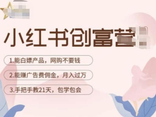 小红书创富营-教小红书带货,陪跑21天,教你赚广告费佣金,月入过万网创吧-网创项目资源站-副业项目-创业项目-搞钱项目网创吧
