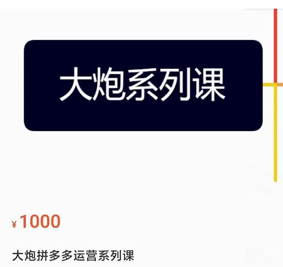 大炮拼多多运营系列课,各类玩法合集,拼多多运营玩法实操网创吧-网创项目资源站-副业项目-创业项目-搞钱项目网创吧